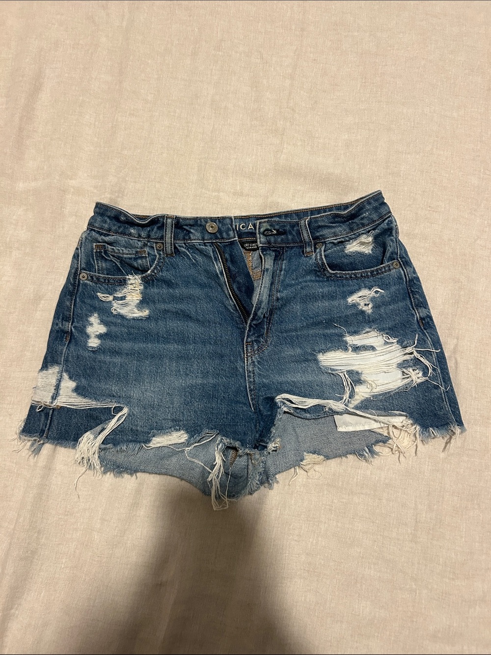 American Eagle Outfitters Distressed Dark Blue Denim Cutoff Shorts